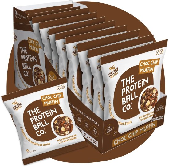 מארז 10 שקיות כדורי חלבון בטעם שוקולד צ’יפס (טבעוני) מבית The Protein Ball Co - כל שקית 45 גרם