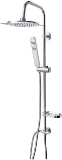 מוט פינוק עם ראש מקלחת מרובע דגם סיאטל מבית River - צבע ניקל