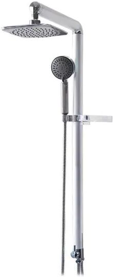 מוט פינוק עם ראש מקלחת מרובע דגם סיוון מבית River - צבע ניקל