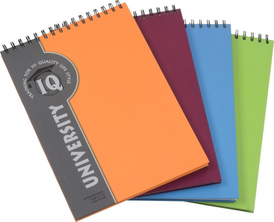מחברת כריכה קשה A4 ספירלה עליונה מבית IQ - דפי שורות