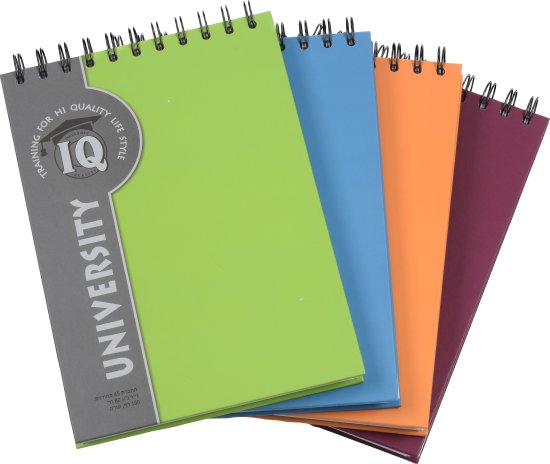 מחברת כריכה קשה A5 ספירלה עליונה מבית IQ - דפי שורות