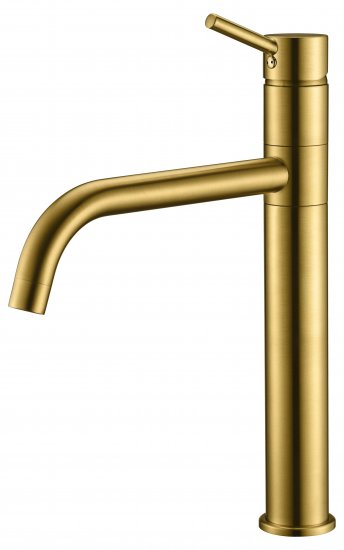 מציאון ועודפים – ברז פרח גבוה פיה ארוכה מתכווננת מקבוצת ZM חמת הפצה דגם Renne – צבע זהב מוברש