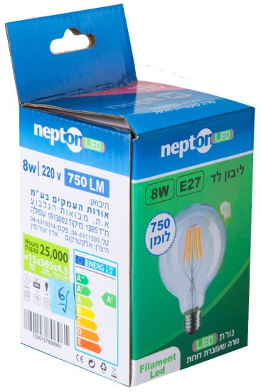 נורת ליבון NEPTON 8W E27 G80 LED – גוון תאורה 3000K