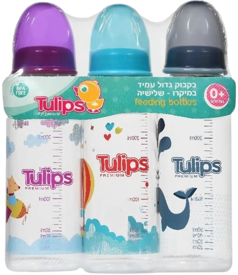 סט 3 בקבוקי האכלה בנפח 260 מ''ל מבית Tulips