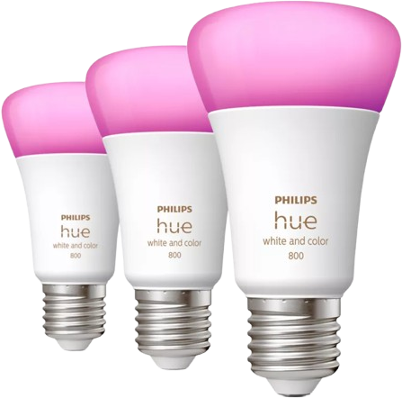 ערכת 3 נורות E27 חכמות צבעוניות עם גוון אור לבן 2000K-6500K עד 800 לומן Philips Hue