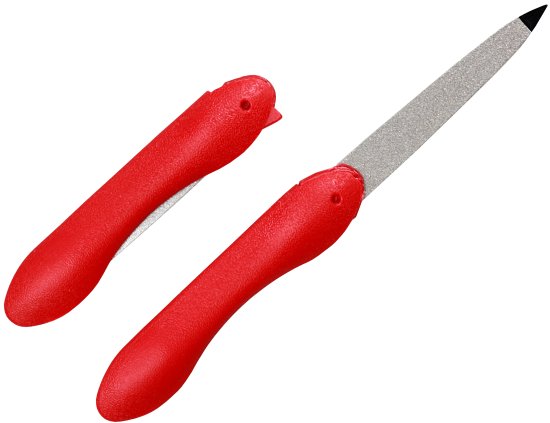 פצירת ציפורניים דו צדדית מתקפלת מאבן ספיר 8-13.5 ס''מ סדרת Nobel & Steel מבית HK - צבע אדום