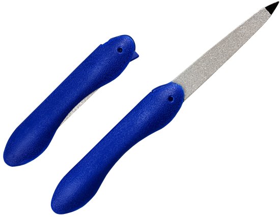 פצירת ציפורניים דו צדדית מתקפלת מאבן ספיר 8-13.5 ס''מ סדרת Nobel & Steel מבית HK - צבע כחול