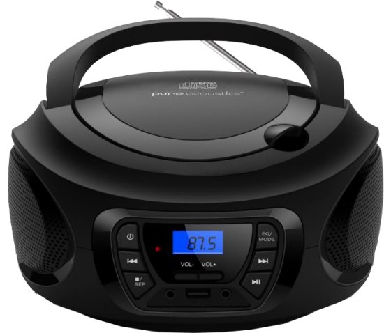 רמקול Boombox נייד עם נגן דיסקים ורדיו Pure Acoustics BB-880 - צבע שחור