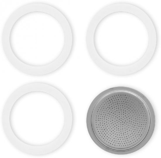 3 אטמי סילקון + פילטר למכונות אספרסו 2 כוסות מבית Bialetti