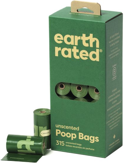 שקיות ללא בישום לאיסוף צואת כלבים מבית Earth Rated - מארז 21 גלילים, 315 שקיות בסך הכל. – תמונה 3