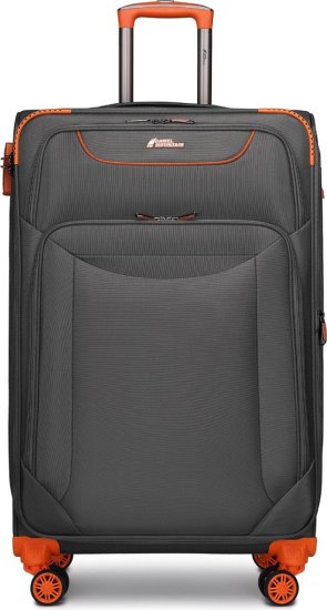 מזוודת טרולי מבד בגודל 20 אינץ' דגם Titan מבית Camel Mountain - צבע אפור / כתום – תמונה 3