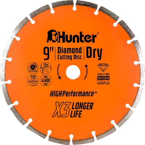 דיסק יהלום חריץ-יבש 230 מ''מ / 9 אינץ' Hunter Eco Dry HD 120317-007