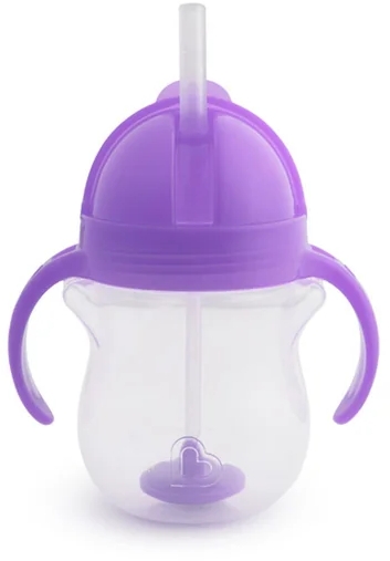 כוס משקולת פטנט עם ידיות וקשית 207 מ''ל Munchkin - סגול