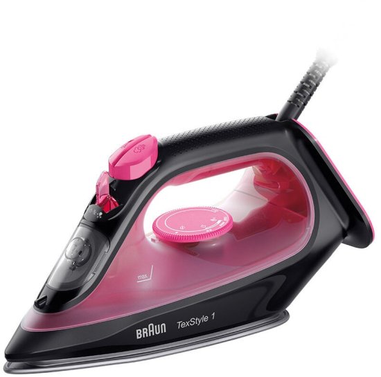 מגהץ אדים Braun TexStyle 1 2000W SI1070PU - ורוד / שחור