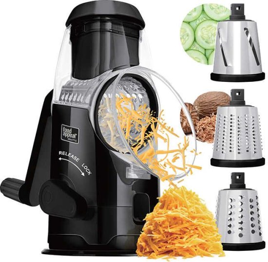 מגרדת (פומפייה) מסתובבת רב תכליתית 3 ב-1 מבית Food Appeal - צבע שחור