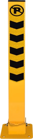 מחסום חניה עמוד מסיבי 76 ס''מ כולל מחזיר אור צהוב שחור - מבית עולם המחסומים