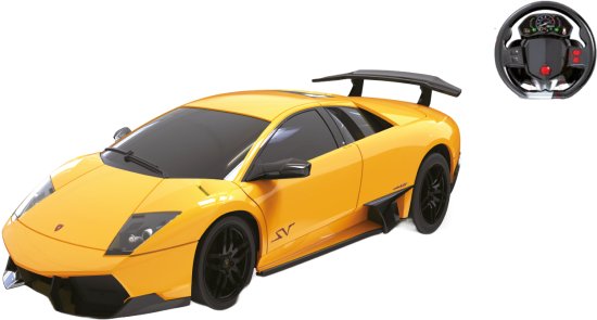 מכונית ספורט 1:24 דגם Lamborghini LP670 עם שלט רחוק בצורת הגה Machina - צהוב