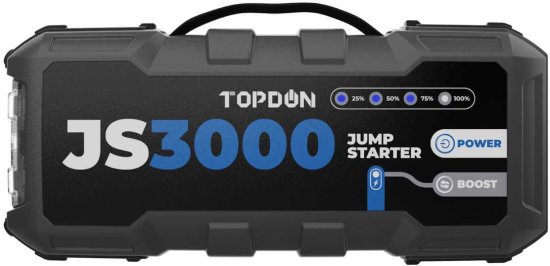 סוללת גיבוי 12V 3000Amp להתנעת הרכב כולל פנס דגם JS3000 מבית TOPDON