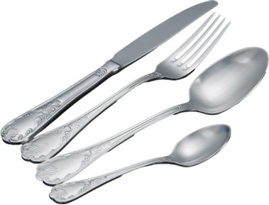 סט סכו''ם מהודר 24 חלקים- נירוסטה עם עיטורים דגם Royal מבית Food Appeal - כסוף מבריק