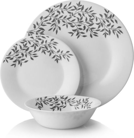 סט צלחות זכוכית אנטי צ'יפ 18 חלקים ל-6 סועדים דגם Salvia מבית Food Appeal