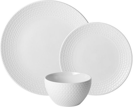 סט צלחות פורצלן 18 חלקים ל-6 סועדים דגם Kite מבית Food Appeal - צבע לבן