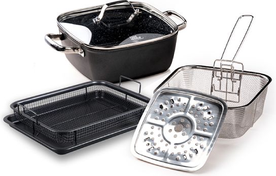 סיר מולטיקוקר + קריספר 5 ב-1 בישול/טיגון/אידוי סדרת Everyday Plus מבית Food Appeal - צבע שחור