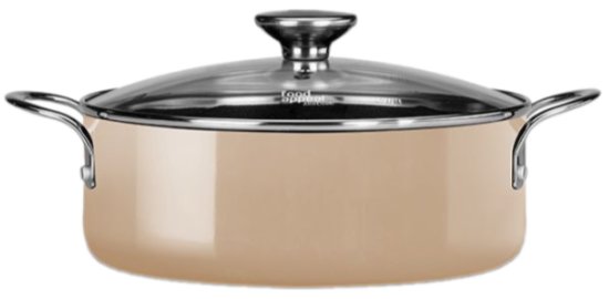 סיר סוטאז' 28 ס''מ 4.7 ליטר סדרת BioCook מבית Food Appeal - צבע קרם עם ידיות כסופות