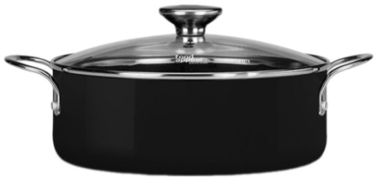 סיר סוטאז' 28 ס''מ 4.7 ליטר סדרת BioCook מבית Food Appeal - צבע שחור עם ידיות כסופות