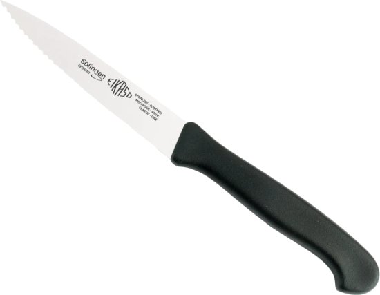 סכין רב-שימושית עם להב משונן ומחודד 10 ס''מ מבית Eikaso Solingen - שחור