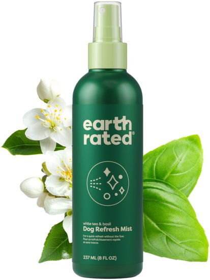 ספריי מנטרל ריחות לכלבים בניחוח מרענן של תה לבן ובזיליקום מבית Earth Rated