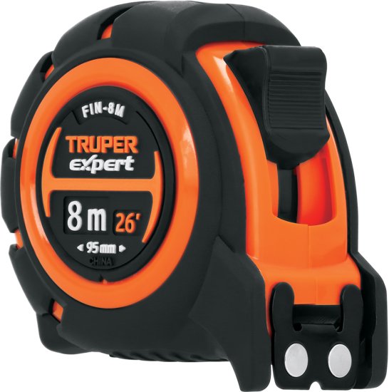 סרט מדידה ס''מ/מ''מ ~ אינץ'/פיט Truper - אורך 8 מטר
