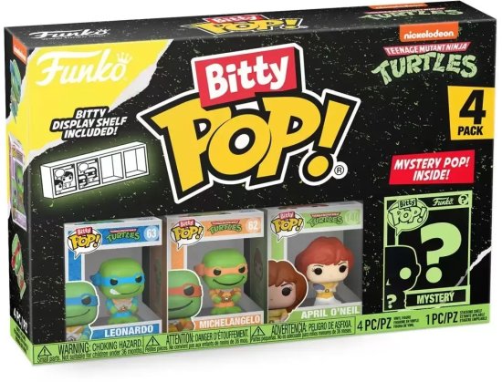 ערכת 4 בובות Funko Bitty POP עם דמות מסתורית - צבי הנינג'ה