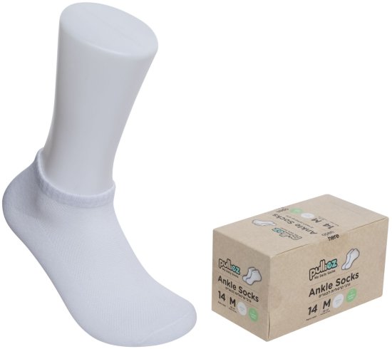 14 זוגות קרסוליות כותנה לבוגרים מידת M שמתאימה למידות 35-41 מבית Pulliez - צבע לבן