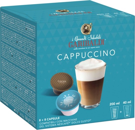 16 קפסולות Garibaldi Cappuccino - תואמות למכונות קפה Dolce Gusto