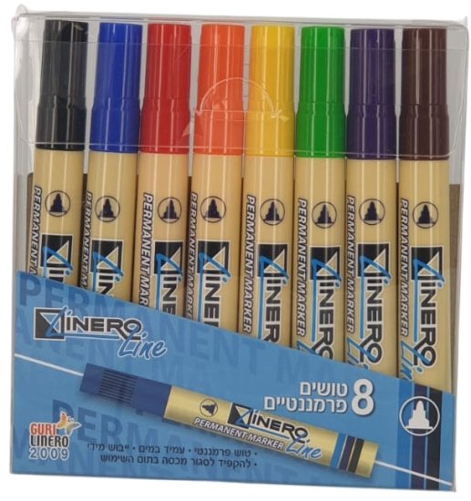 8 טושים פרמננטים ראש עגול (70) מעורב Linero Line