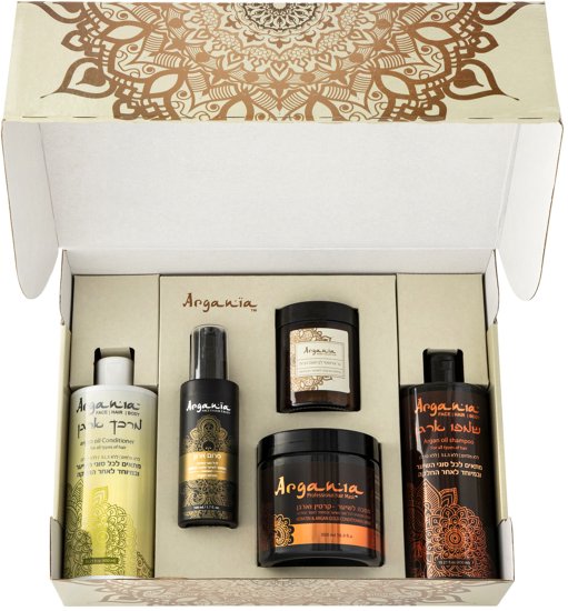 Argania - מארז 5 מוצרי טיפוח שיער מועשרים בשמן ארגן