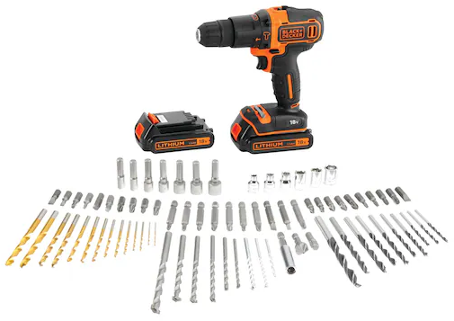 מברגה / מקדחת פוטר רוטטת 18V + זוג סוללות 1.5Ah + מטען + 80 אביזרים במזוודה Black+Decker BDC718AS2F-QW – תמונה 3