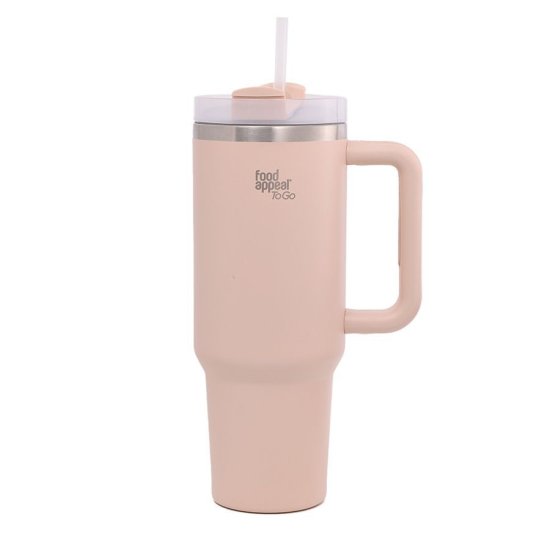 כוס תרמית עם ידית וקש 1200 מ''ל סדרת To go מבית Food Appeal - צבע ורוד בהיר – תמונה 3
