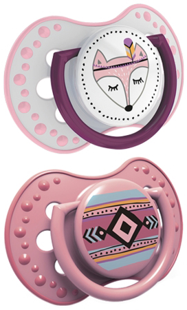 זוג מוצצי סיליקון מהדורת Indian Summer מבית Lovi - ורוד (0-3 חודשים)