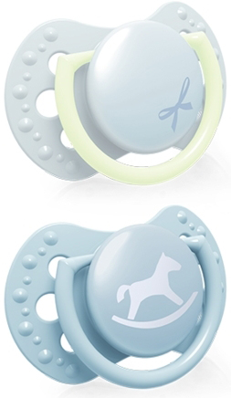 זוג מיני מוצצים מסיליקון מהדורת Baby Shower מבית Lovi - כחול (0-2 חודשים)