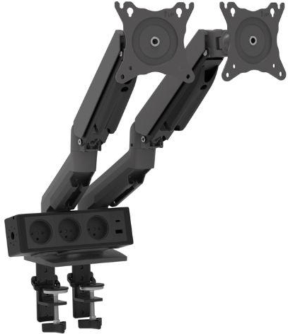 זרוע שולחנית כפולה עם שקעים דגם Cobra מבית Keisar - למסכים בגודל ''17 עד ''27