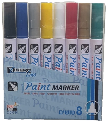 טוש על בסיס שמן סט 8 מעורב Linero Line M