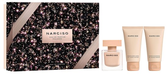 מארז בושם לאישה 50 מ''ל Narciso Rodriguez Poudree או דה פרפיום E.D.P + תחליב גוף 50 מ"ל + ג'ל רחצה 50 מ"ל