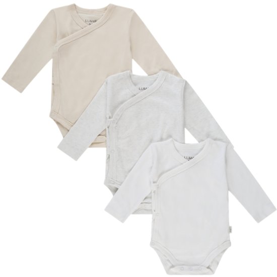 מארז שלישיית בגדי גוף מעטפת Lu & Me - צבע בז' (גילאים 0-3 חודשים)