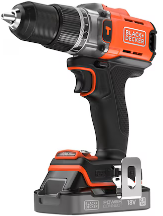 מברגה / מקדחת פוטר רוטטת 18V + סוללת 2Ah + מטען Black+Decker BCD383D1XC-QW