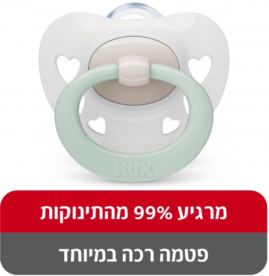 מציאון ועודפים - מוצץ בודד 0-6 חודשים NUK Signature - צבע ירוק/אפור
