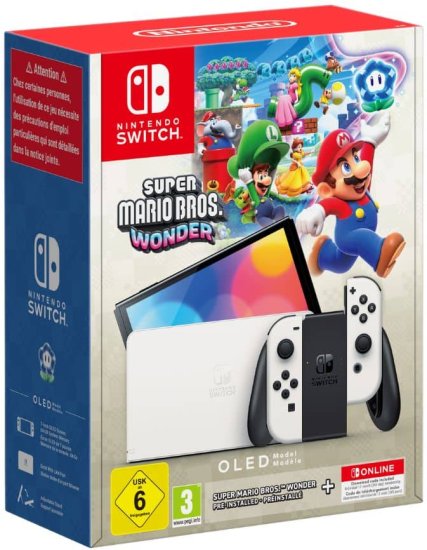 מציאון ועודפים - קונסולת משחק Nintendo Switch OLED 64GB - מהדורת Super Mario Bros Wonder עם מנוי שנתי - שנתיים אחריות ע''י היבואן הרשמי