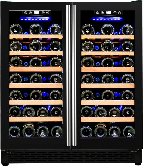 מקרר יין דיגיטלי עם מדחס 66 בקבוקים משולב מדפי עץ נשלפים Winekeeper Galaxy – צבע שחור