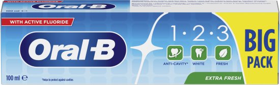 משחת שיניים Oral-B 1-2-3 Extra Fresh בטעם מנטה מרענן - נפח 100 מ''ל
