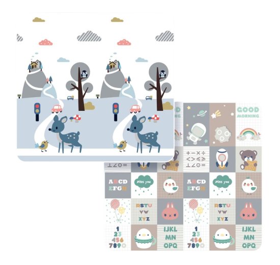 משטח פעילות מתקפל דו צדדי לתינוקות מבית Yamayo - איורי אותיות ומילים באנגלית וחיות לצד הדרך